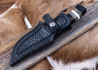 Alan Warren Custom Knives: #2563 Spear Point Hunter - African Blackwood - Fossil Walrus, California Buckeye, Black G10, & Nickel Silver Accents - G10 Pommel - CPM 154