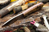 Bark River Knives: Mini Canadian 3V - Black Ash Burl - Red Liners - Mosaic Pins