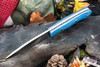 Bark River Knives: Mini Aurora - CPM 3V - Blue Denim Micarta - Red Liners - Mosaic Pins