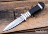 Alan Warren Custom Knives: #2564 Boot Dagger - African Blackwood - Fossilized Walrus, Black G10, Nickel Silver & Fluted 7075 Aluminum Accents - Black G10 PommelCPM-154