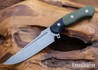Begg Knives: Alligator - Green G-10 - Sandvik 14C28N - Stonewash