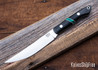 Bark River Knives: Kalahari Mini-Sportsman - CPM 154 - Black Canvas Micarta - Malachite Spacer - White Liners