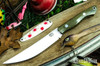 Bark River Knives: Kalahari Mini-Sportsman - CPM 154 - Green Canvas Micarta