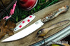 Bark River Knives: Kalahari Mini-Sportsman - CPM 154 - Peach & Cream Maple Burl - Natural Liner