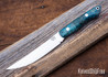 Bark River Knives: Kalahari Mini-Sportsman - CPM 154 - Peacock Maple Burl - Blue Liner