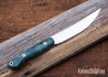 Bark River Knives: Kalahari Mini-Sportsman - CPM 154 - Peacock Maple Burl - Green Liners - Mosaic Pins