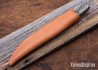 Bark River Knives: Kalahari Mini-Sportsman - CPM 154 - Blaze Orange G-10 - Black Liner - Brass Pins