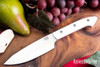 Bark River Knives: Petty Z - CPM-154 - White Linen Micarta - Cherry Red Liners - Mosaic Pins