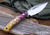 Lon Humphrey Knives: Blacktail - Forged 52100 - Box Elder Burl - Black Liners - LH22CJ082
