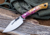 Lon Humphrey Knives: Blacktail - Forged 52100 - Box Elder Burl - Blue Liners - LH22CJ102