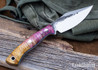 Lon Humphrey Knives: Blacktail - Forged 52100 - Box Elder Burl - Blue Liners - LH22CJ102