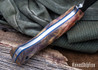 Lon Humphrey Knives: Blacktail - Forged 52100 - Box Elder Burl - Blue Liners - LH22CJ107