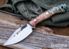 Lon Humphrey Knives: Blacktail - Forged 52100 - Box Elder Burl - Orange Liners - LH22CJ123