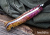 Lon Humphrey Knives: Blacktail - Forged 52100 - Box Elder Burl - Red Liners - LH22CJ130