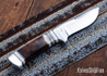Alan Warren Custom Knives: #2581 Humpback Hunter - Ironwood Burl - Fossil Walrus, Musk Ox, Nickel Silver & Black G10 Accents - CPM 154