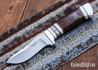 Alan Warren Custom Knives: #2581 Humpback Hunter - Ironwood Burl - Fossil Walrus, Musk Ox, Nickel Silver & Black G10 Accents - CPM 154