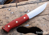 Lishen Knives: Woodsman - Red Canvas Micarta - Brass Pins - LK08DJ046