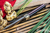Bark River Knives: Kitsune Tanto - CPM 154 - Brass Bolster - Black G-10 - Red Liners