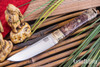 Bark River Knives: Kitsune Tanto - CPM 154 - Brass Bolster - Cherry & Gold Maple Burl