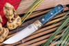 Bark River Knives: Kitsune Tanto - CPM 154 - Brass Bolster - Teal & Gold Maple Burl