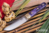 Bark River Knives: Kitsune Tanto - CPM 154 - Brass Bolster - Lavendar Maple Burl