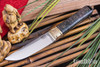 Bark River Knives: Kitsune Tanto - CPM 154 - Brass Bolster - Teal & Cherry Maple Burl - Mosaic Pins