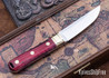 Bark River Knives: Kitsune Tanto - CPM 154 - Brass Bolster - Red Tigertail Maple Burl - Mosaic Pins