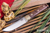 Bark River Knives: Kitsune Tanto - CPM 154 - Brass Bolster - Curly Koa Burl - Black Liners