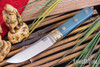Bark River Knives: Kitsune Tanto - CPM 154 - Brass Bolster - Ghost Green Jade G-10 - Blue Liners