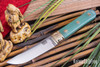 Bark River Knives: Kitsune Tanto - CPM 154 - Brass Bolster - Ghost Green Jade G-10 - Green Liners