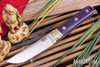 Bark River Knives: Kitsune Tanto - CPM 154 - Brass Bolster - Purple G-10 - Yellow Liners