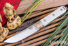 Bark River Knives: Kitsune Tanto - CPM 154 - Brass Bolster - White G-10