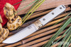 Bark River Knives: Kitsune Tanto - CPM 154 - Brass Bolster - White G-10 - Black Liners - Mosaic Pins