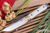 Bark River Knives: Kitsune Tanto - CPM 154 - Brass Bolster - White G-10 - Mosaic Pins