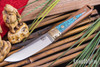 Bark River Knives: Kitsune Tanto - CPM 154 - Brass Bolster - White Texas Fencepost - Red Liners