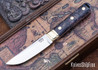 Bark River Knives: Kitsune Tanto - CPM 154 - Brass Bolster - Gray & Gold Maple Burl