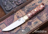 Bark River Knives: Kitsune Tanto - CPM 154 - Brass Bolster - Beige Maple Burl