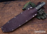 L.T. Wright Knives: Overland Machete - OD Green Miarta - Matte - Orange Liners - 1075 Tool Steel - 2 Step Patina