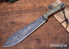 L.T. Wright Knives: Overland Machete - OD Green Miarta - Matte - Orange Liners - 1075 Tool Steel - 2 Step Patina