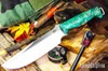Bark River Knives: Bravo Survivor - CPM 3V - Blue & Green Maple Burl - Mosaic Pins