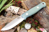 Bark River Knives: Bushcrafter LT - CPM 3V - Ghost Green Jade G-10 - Blue Liners - Matte