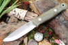 Bark River Knives: Bushcrafter LT - CPM 3V - Green Canvas Micarta - Matte