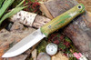 Bark River Knives: Bushcrafter LT - CPM 3V - Green Sycamore Burl - Mosaic Pins