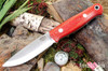 Bark River Knives: Bushcrafter LT - CPM 3V - Red Linen Micarta - White Liners