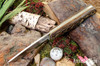 Bark River Knives: Bushcrafter LT - CPM 3V - Snakeskin Bugrundy Canvas Micarta - Yellow Liners - Brass Pins