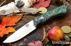 Bark River Knives: Featherweight Fox River - CPM 3V - Green & Teal Maple Burl - Mosaic Pins