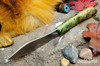 Bark River Knives: Nessmuk - Cru-Wear - Green & Tan Maple Burl - Yellow Liner - Mosaic Pins
