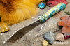Bark River Knives: Nessmuk - Cru-Wear - Teal & Cream Maple Burl - Yellow Liner