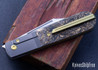 Jack Wolf Knives: Primo Jack - Front Flipper - Integral Titanium Framelock - Dark Matter Gold Fat Carbon - CPM-S90V