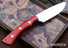 Lishen Knives: Customized Drop Point - Red Canvas Micarta - Brass Pins - Thick Black Liners - AEB-L - LK19BK005
